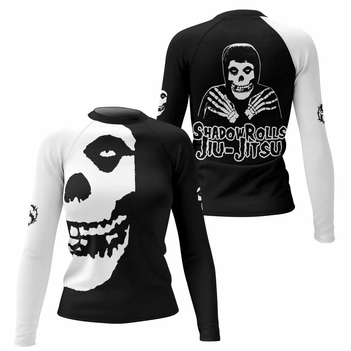 Shadowrolls Jiu-Jitsu Misfits Women's Rash Guard Long Sleeve - front and back view