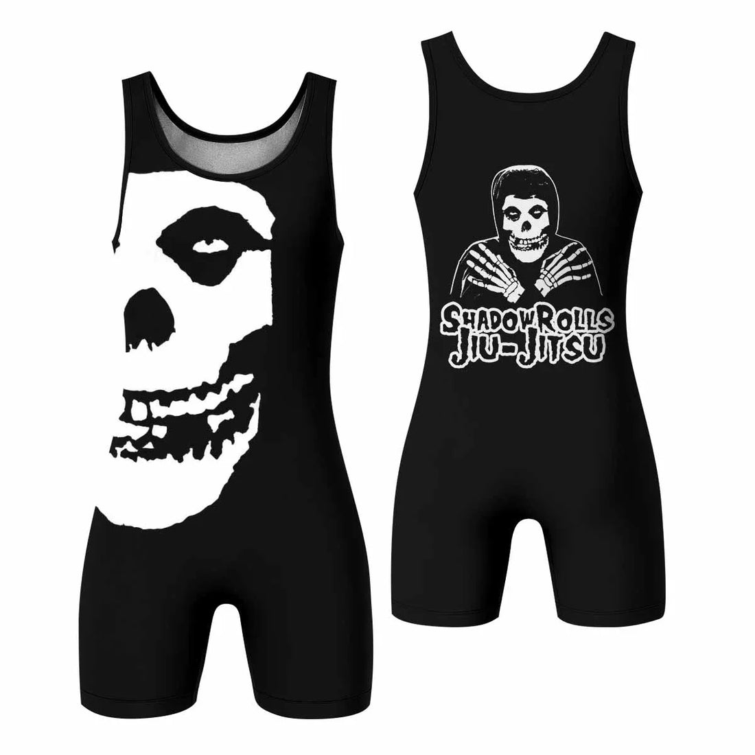 Shadowrolls Jiu-Jitsu Misfits Wrestling Singlet - front and back view