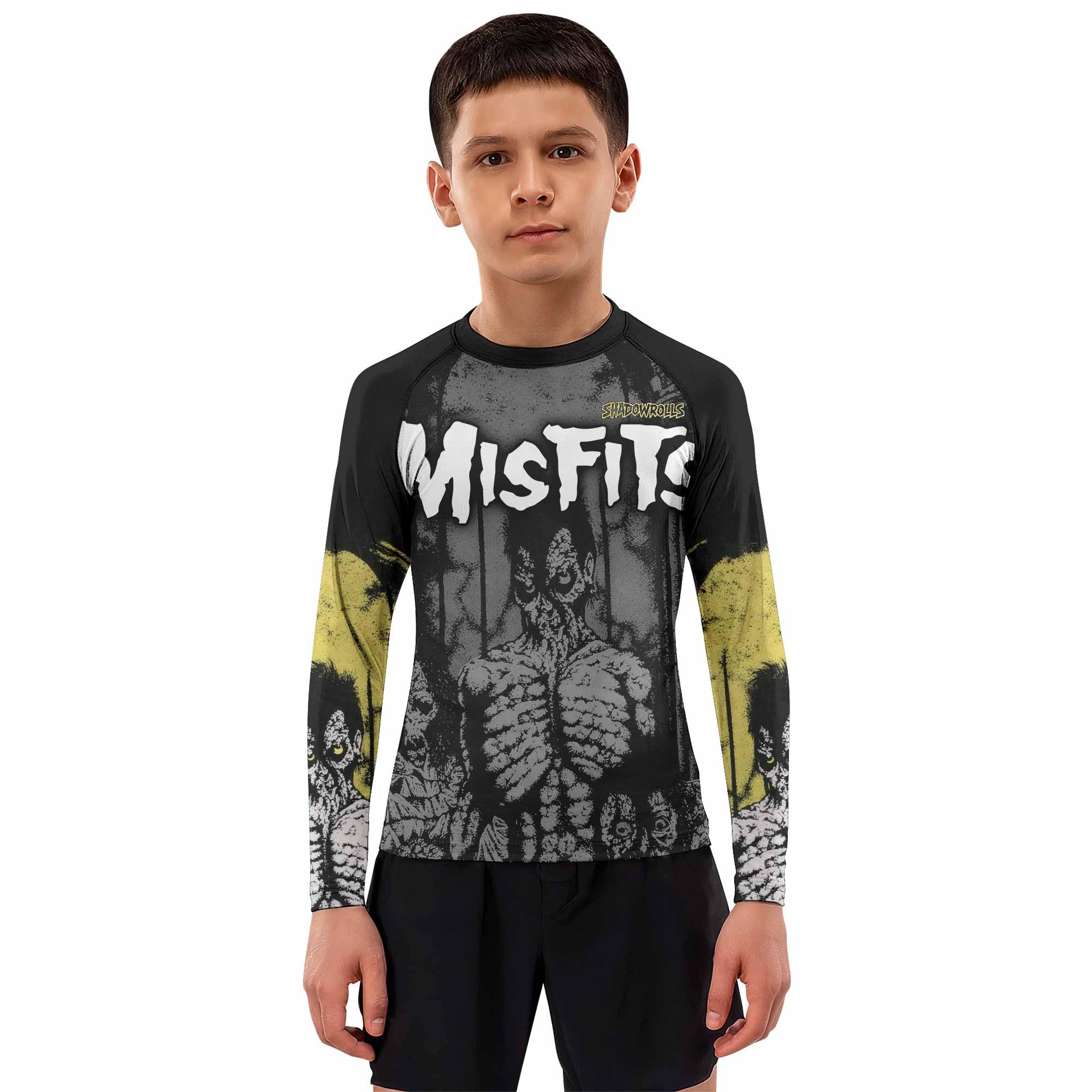 Shadowrolls Misfits Kids Rash Guard Long Sleeve - boy's lifestyle view