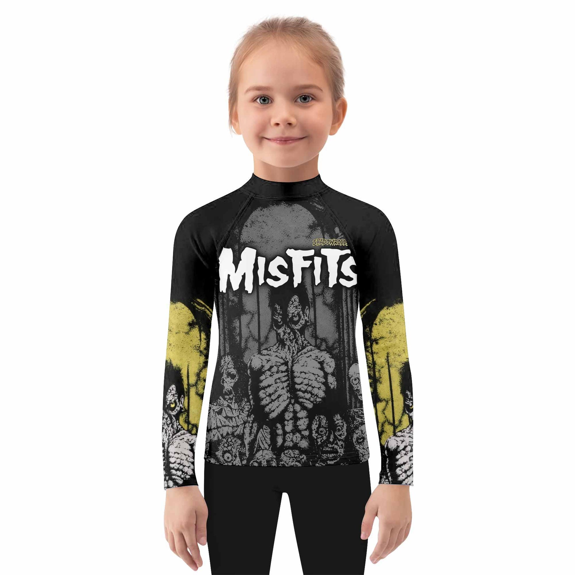 Shadowrolls Misfits Kids Rash Guard Long Sleeve - girl's lifestyle view
