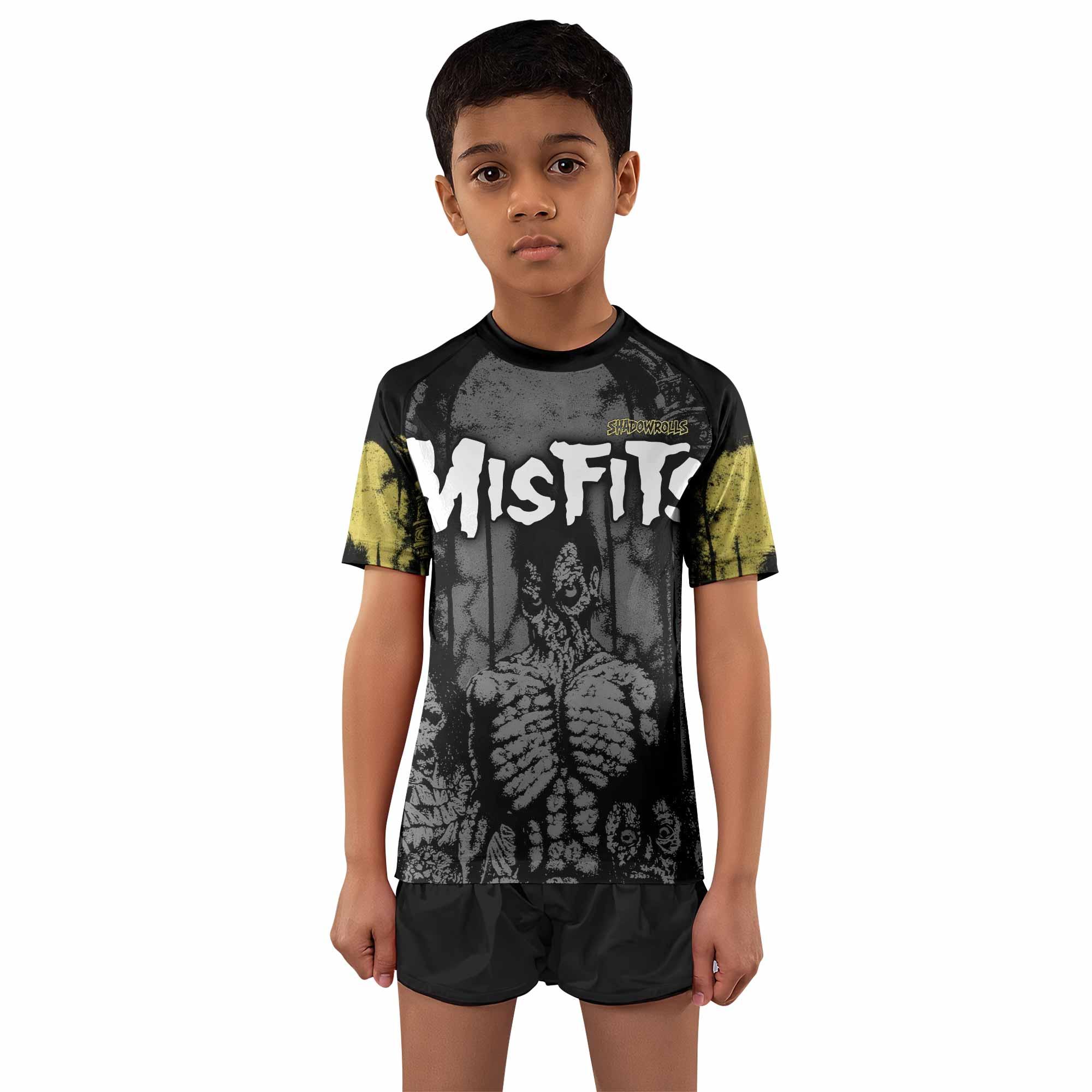 Shadowrolls Misfits Kids Rash Guard Short Sleeve - boy's lifestyle view