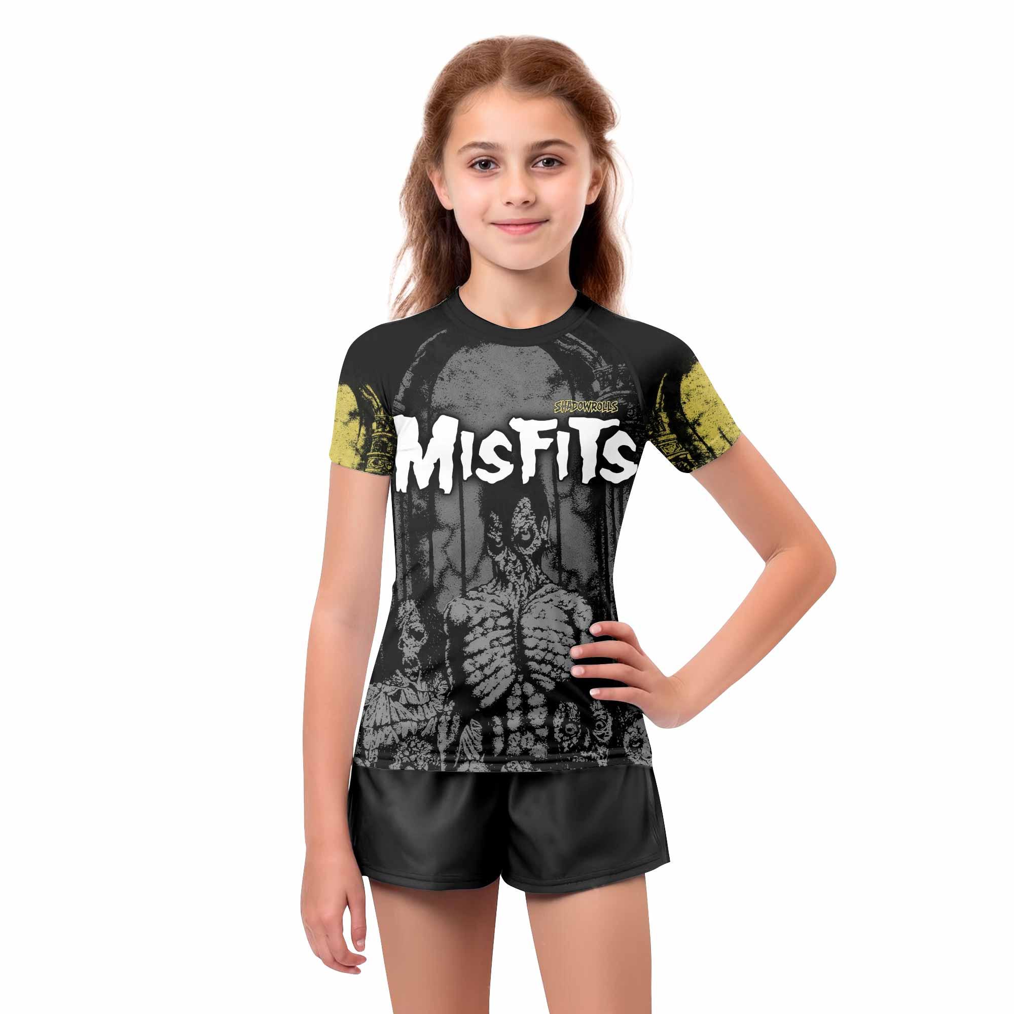 Shadowrolls Misfits Kids Rash Guard Short Sleeve - girl's lifestyle view