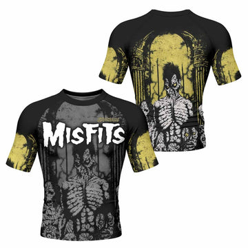 Shadowrolls Misfits Men's Rash Guard Short Sleeve - front and back view