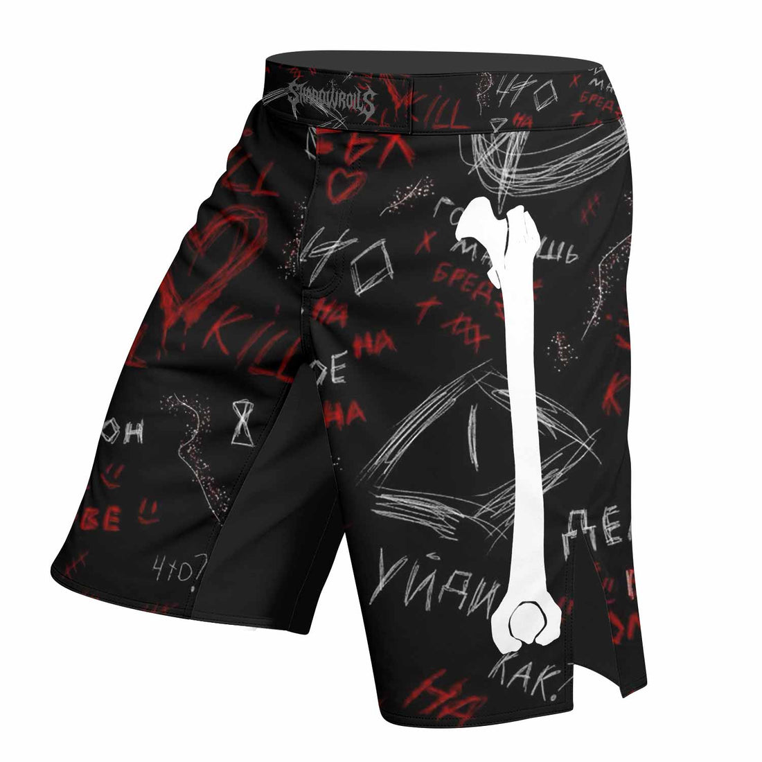 Skeleton Graffiti Fight Shorts - right side mockup