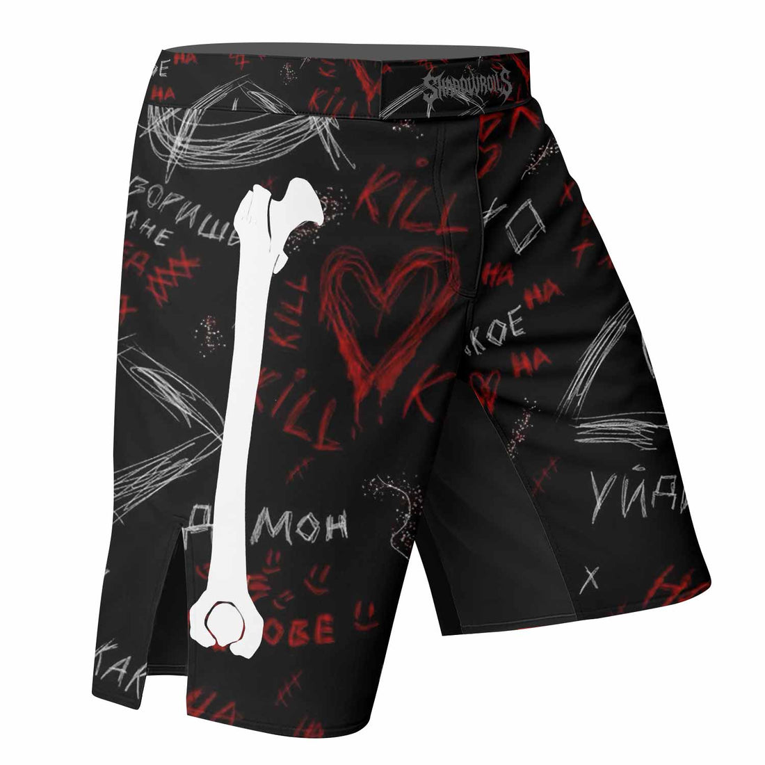 Skeleton Graffiti Fight Shorts - right side mockup