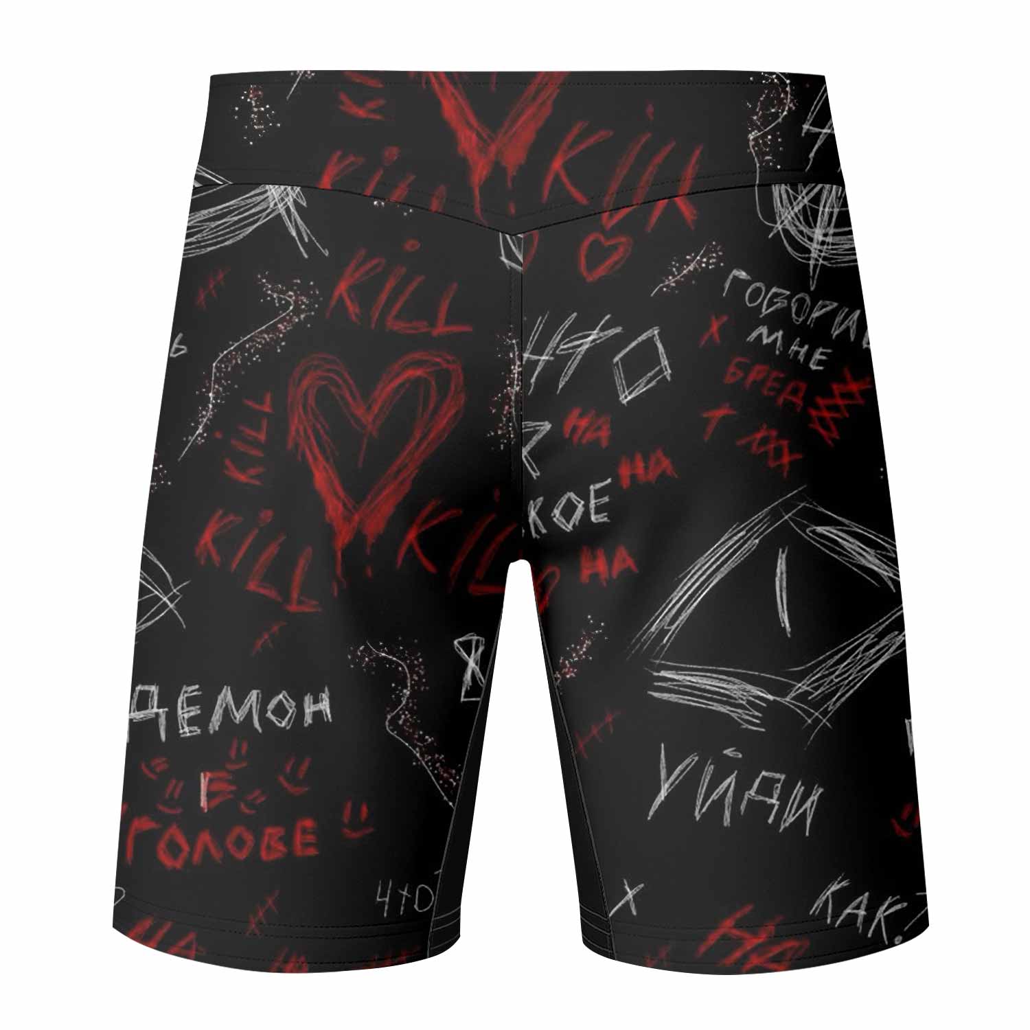 Skeleton Graffiti Fight Shorts - back view mockup