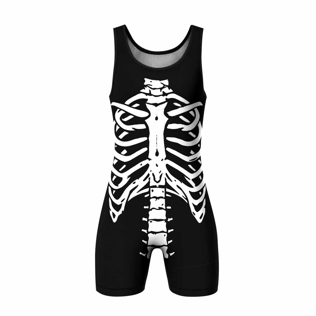 Skeleton Graffiti Wrestling Singlet - front and back view