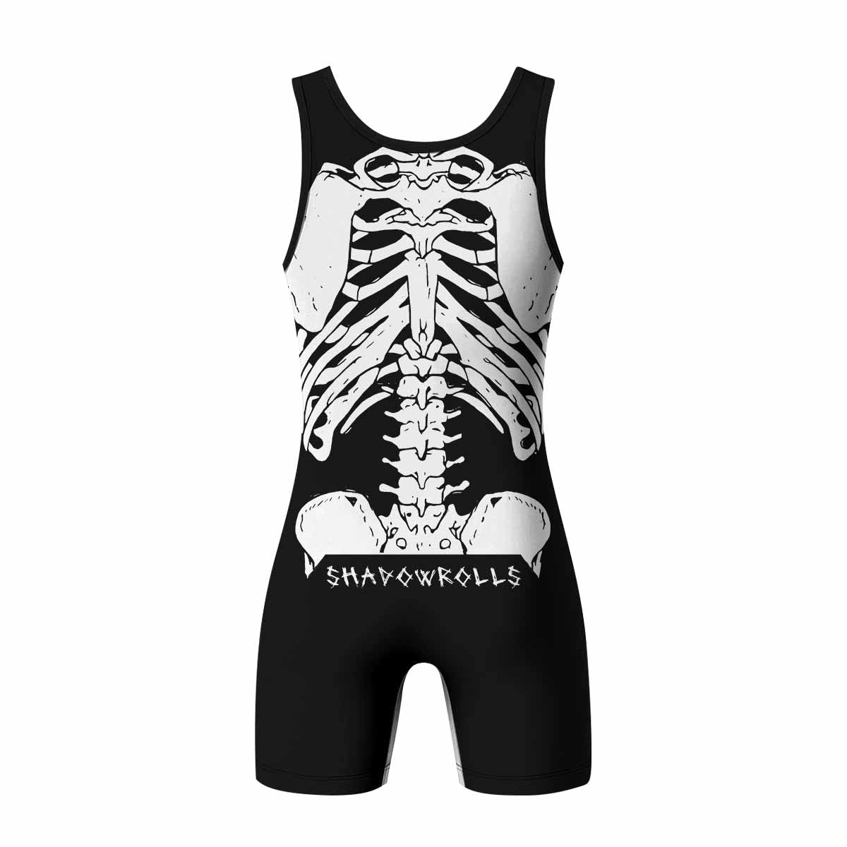 Skeleton Graffiti Wrestling Singlet - back view mockup 