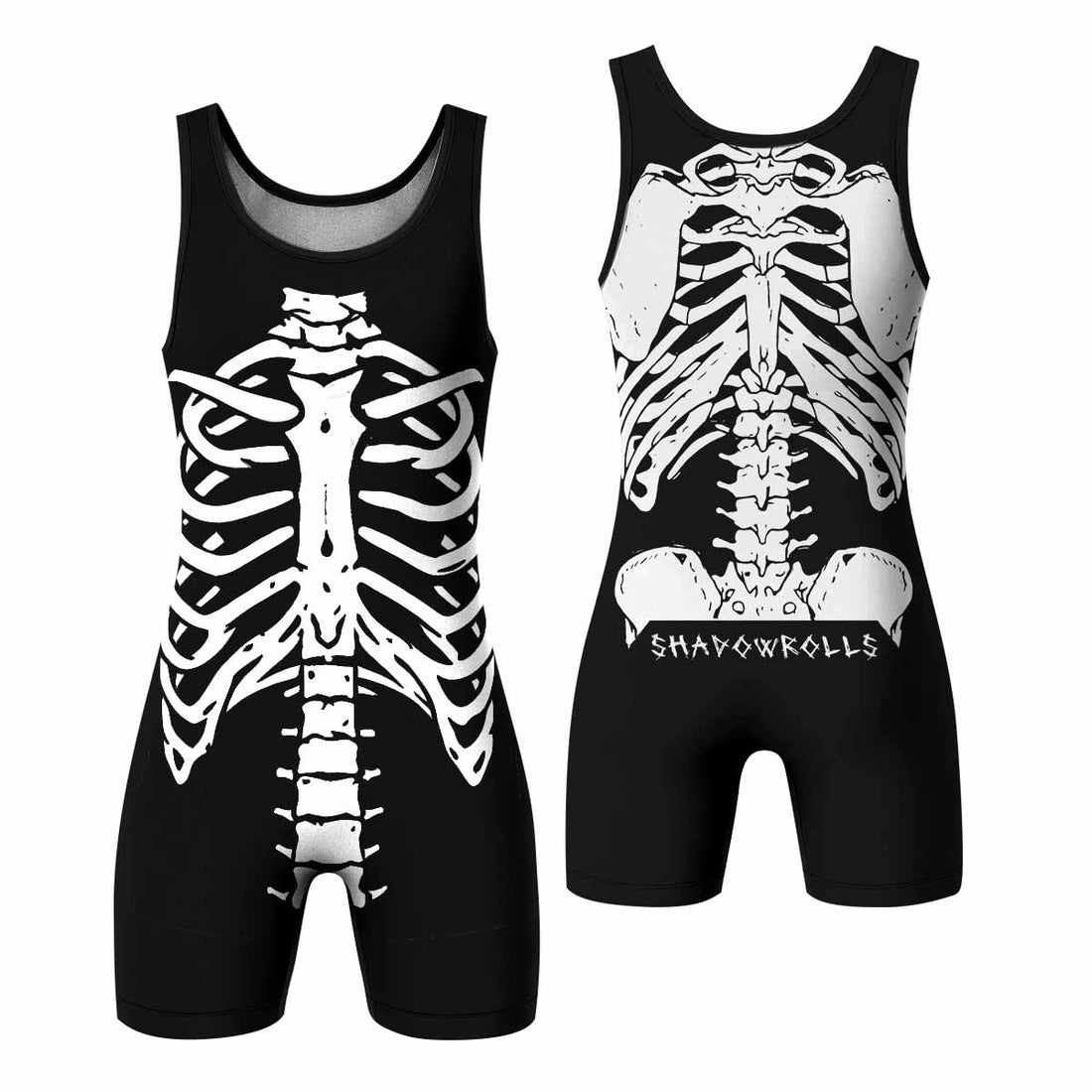Skeleton Graffiti Wrestling Singlet - front and back view