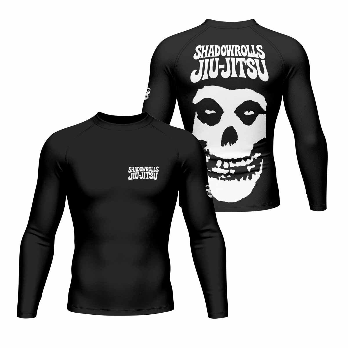 Skull Jiu-Jitsu Men's Rash Guard Long Sleeve - front and back view