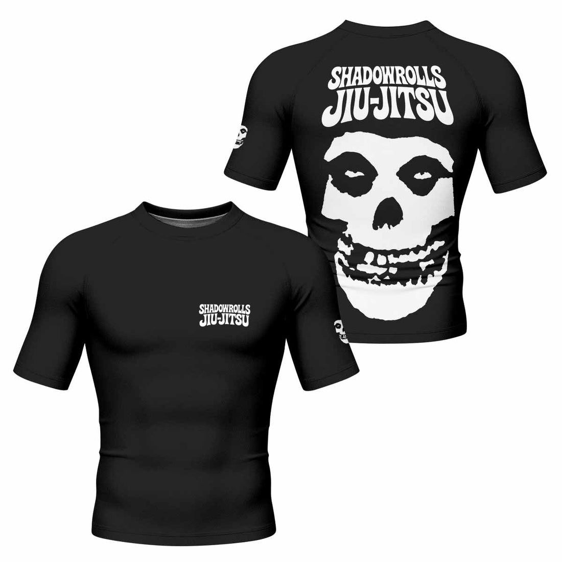 Skull Jiu-Jitsu Men's Rash Guard Short Sleeve - front and back view