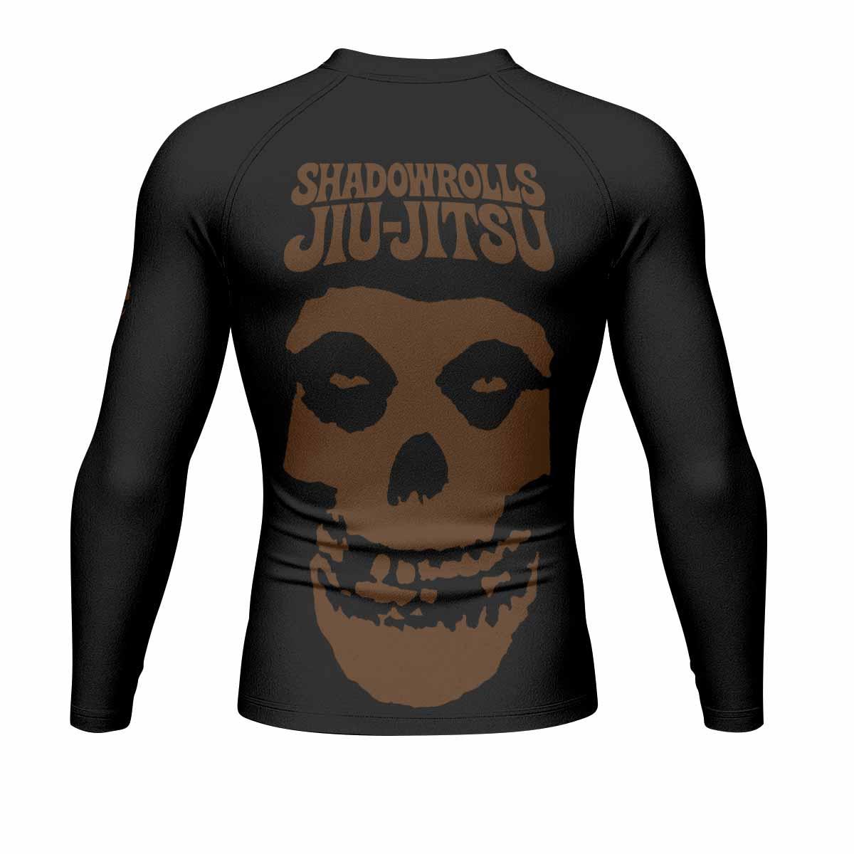 Skull Jiu-Jitsu Ranked - Brown Men's Rash Guard Long Sleeve - back view mockup