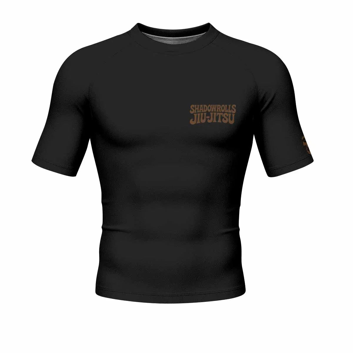Skull Jiu-Jitsu Ranked - Brown Men's Rash Guard Short Sleeve - front view mockup