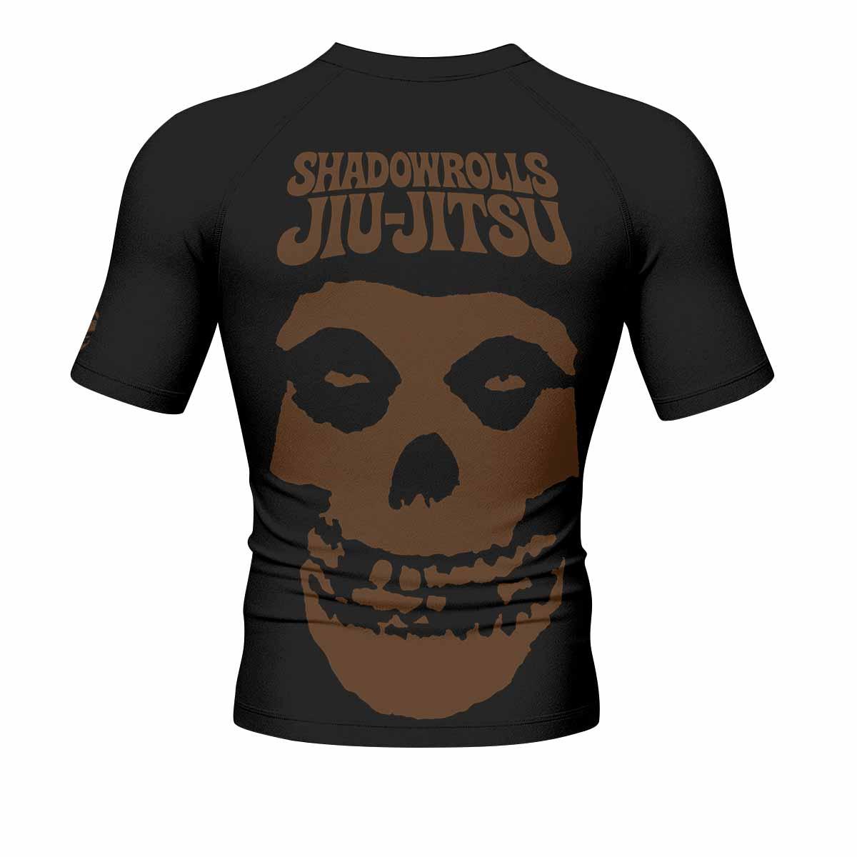 Skull Jiu-Jitsu Ranked - Brown Men's Rash Guard Short Sleeve - back view mockup