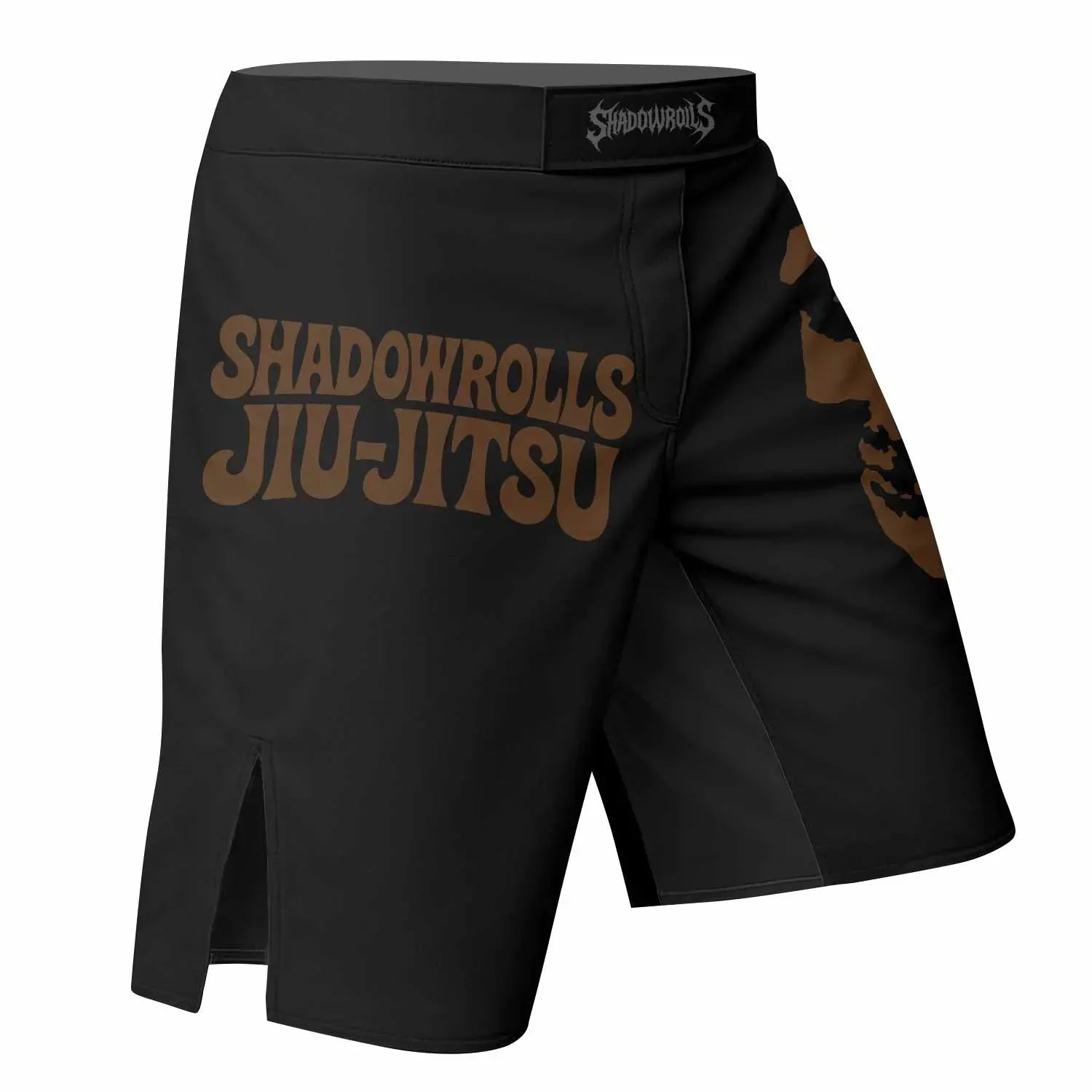 Skull Jiu-Jitsu Ranked - Brown Fight Shorts - right side mockup