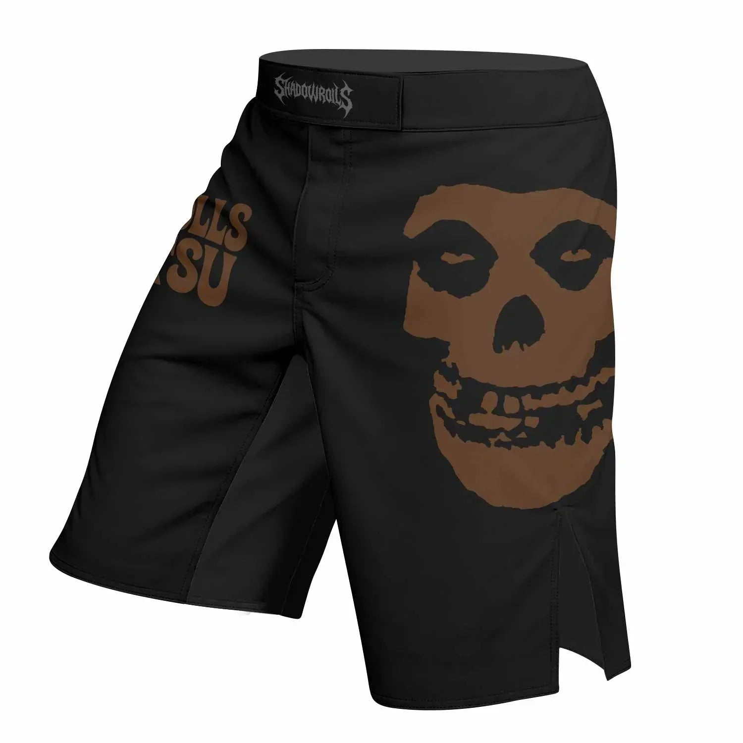 Skull Jiu-Jitsu Ranked - Brown Fight Shorts - left side mockup