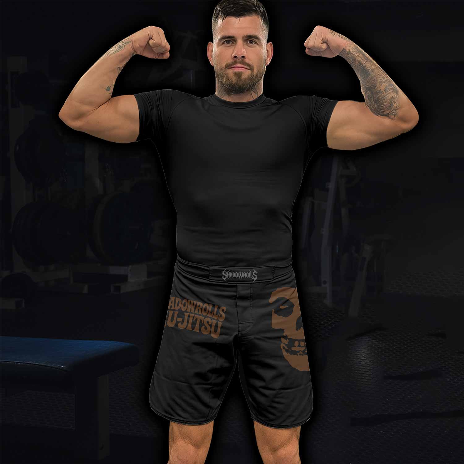 Skull Jiu-Jitsu Ranked - Brown Fight Shorts - lifestyle view