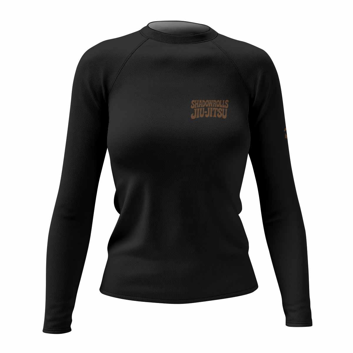 Skull Jiu-Jitsu Ranked - Brown Women's Rash Guard Long Sleeve - front view mockup