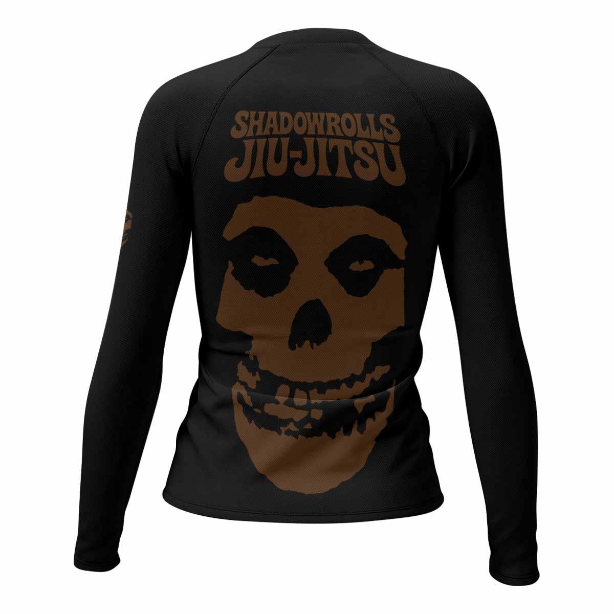 Skull Jiu-Jitsu Ranked - Brown Women's Rash Guard Long Sleeve - back view mockup