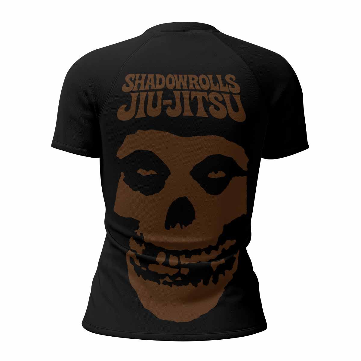 Skull Jiu-Jitsu Ranked - Brown Women's Rash Guard Short Sleeve - back view mockup