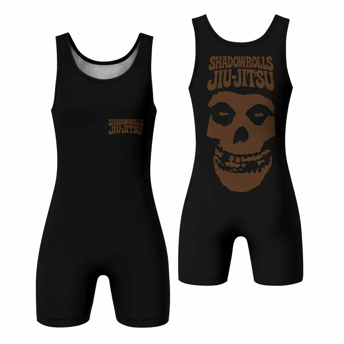Skull Jiu-Jitsu Ranked - Brown Wrestling Singlet - front and back view