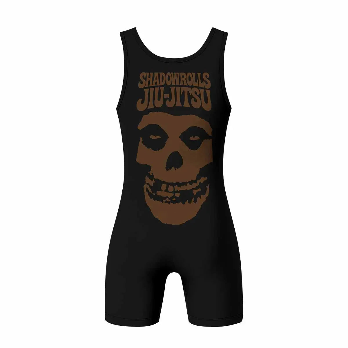 Skull Jiu-Jitsu Ranked - Brown Wrestling Singlet - back view mockup