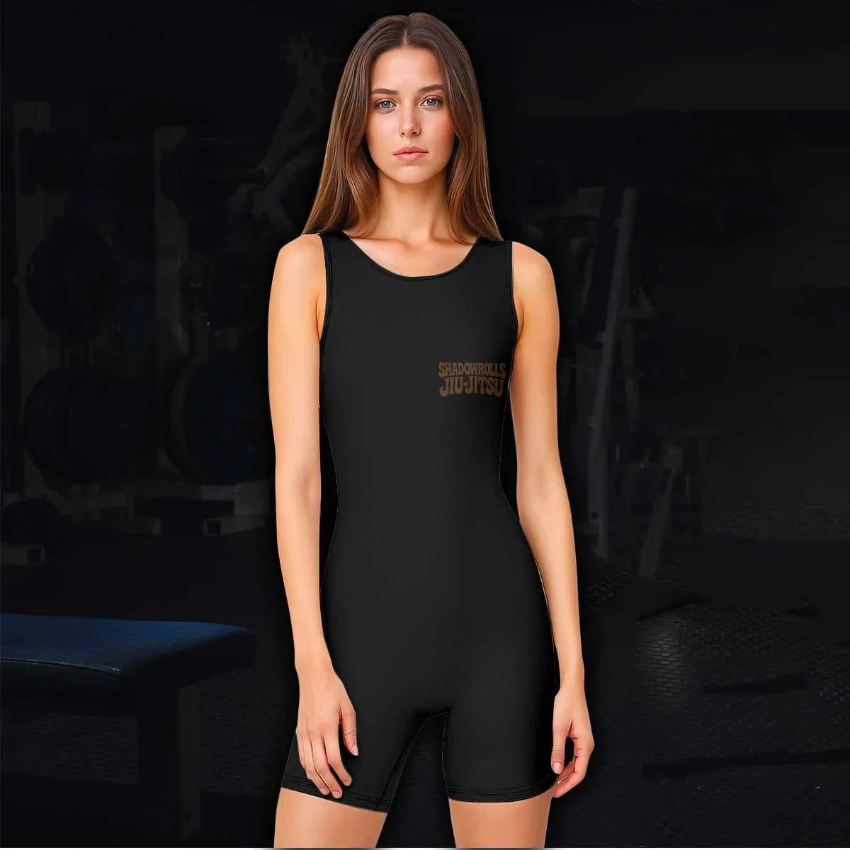 Skull Jiu-Jitsu Ranked - Brown Wrestling Singlet - women's lifestyle view