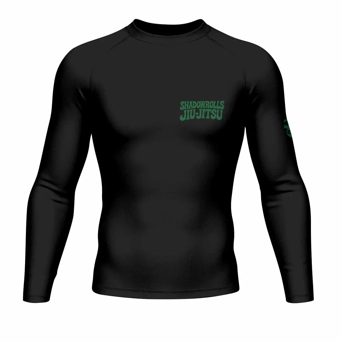 Skull Jiu-Jitsu Ranked - Green Men's Rash Guard Long Sleeve - front view mockup
