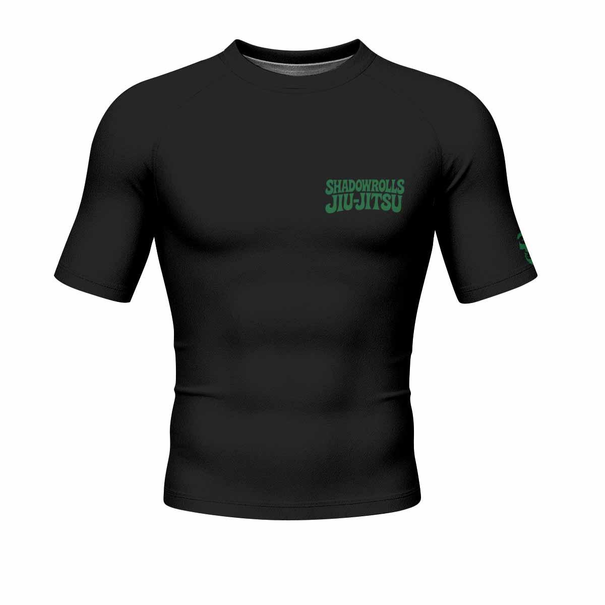 Skull Jiu-Jitsu Ranked - Green Men's Rash Guard Short Sleeve - front view mockup