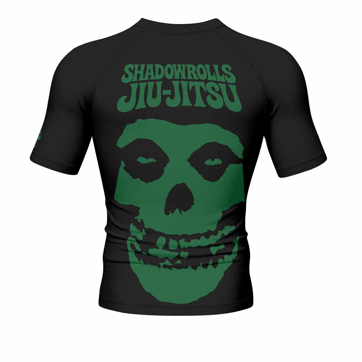 Skull Jiu-Jitsu Ranked - Green Men's Rash Guard Short Sleeve - back view mockup