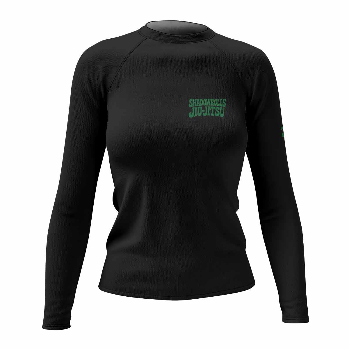 Skull Jiu-Jitsu Ranked - Green Women's Rash Guard Long Sleeve - front view mockup