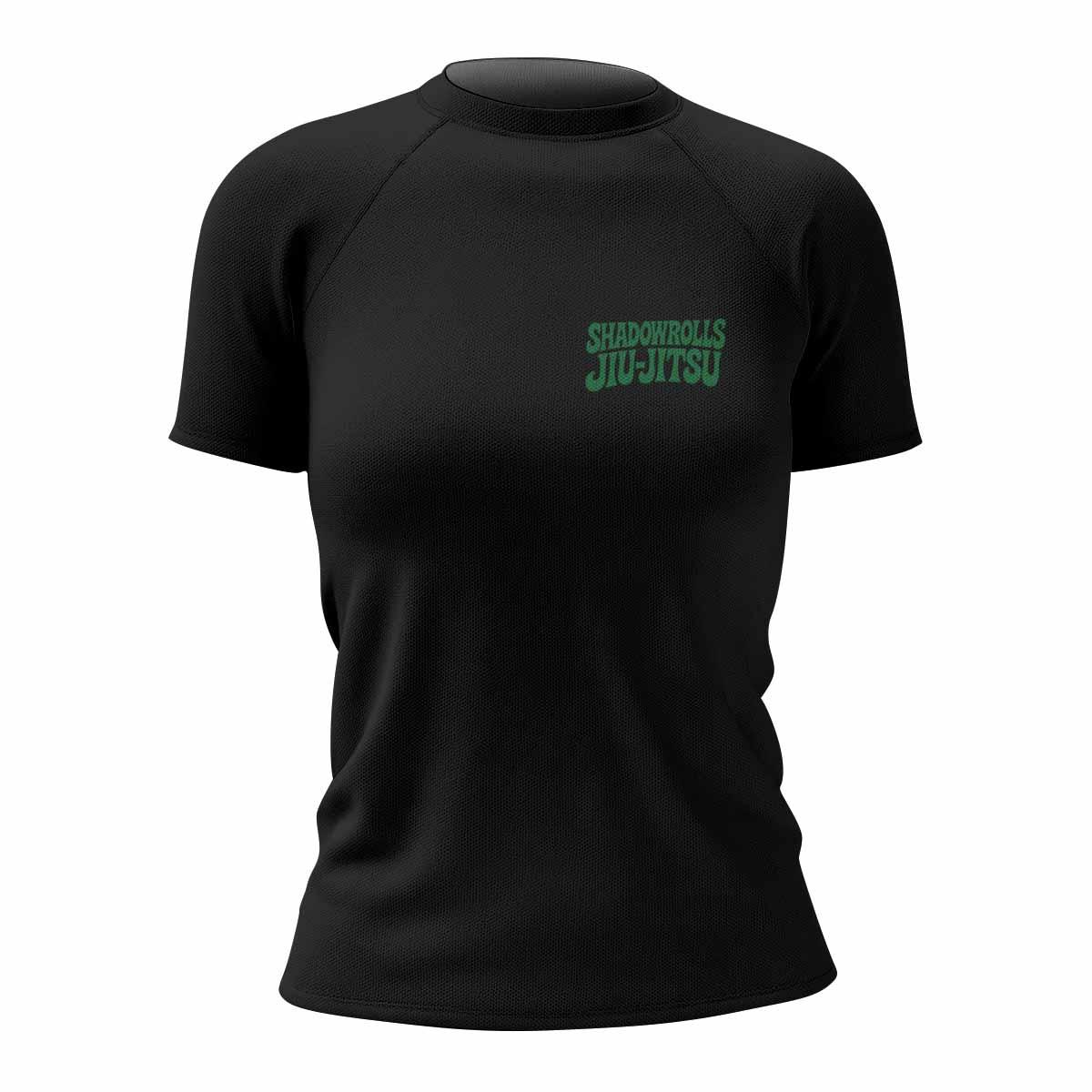 Skull Jiu-Jitsu Ranked - Green Women's Rash Guard Short Sleeve - front view mockup