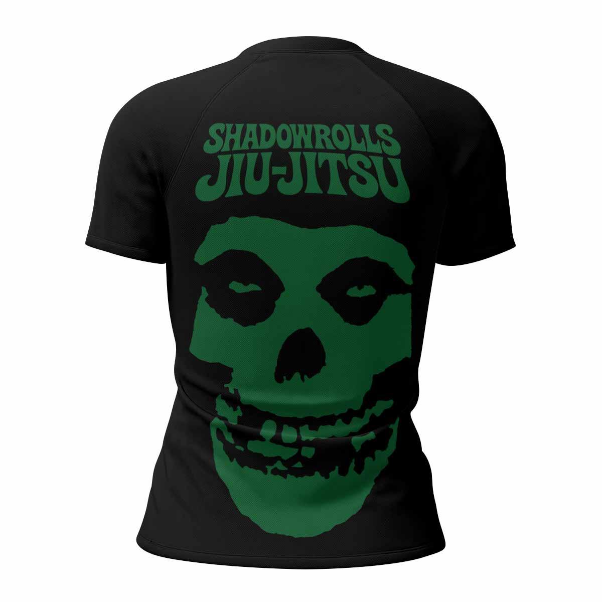 Skull Jiu-Jitsu Ranked - Green Women's Rash Guard Short Sleeve - back view mockup