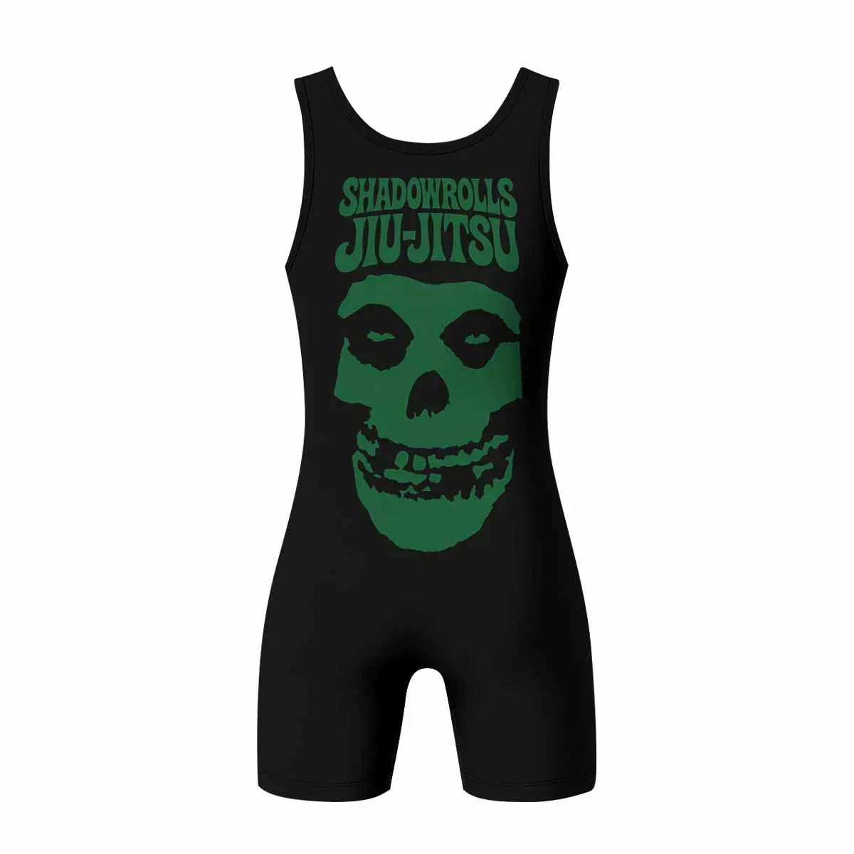 Skull Jiu-Jitsu Ranked - Green Wrestling Singlet - back view mockup