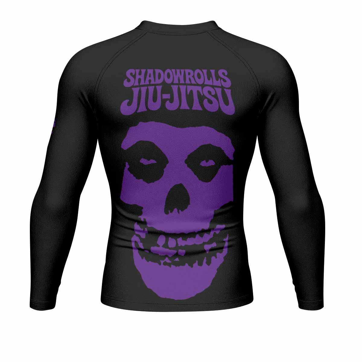 Skull Jiu-Jitsu Ranked - Purple Men's Rash Guard Long Sleeve - back view mockup