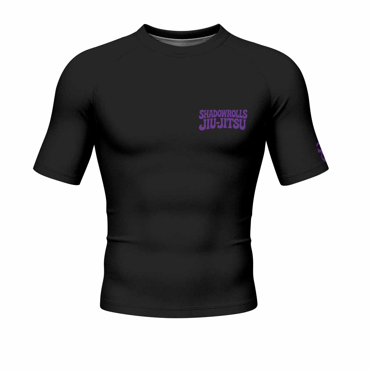 Skull Jiu-Jitsu Ranked - Purple Men's Rash Guard Short Sleeve - front view mockup