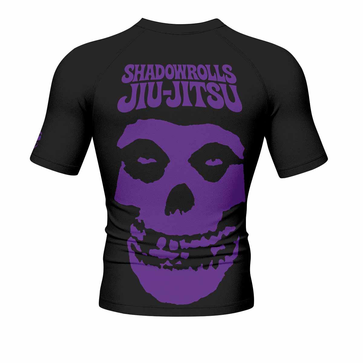 Skull Jiu-Jitsu Ranked - Purple Men's Rash Guard Short Sleeve - back view mockup