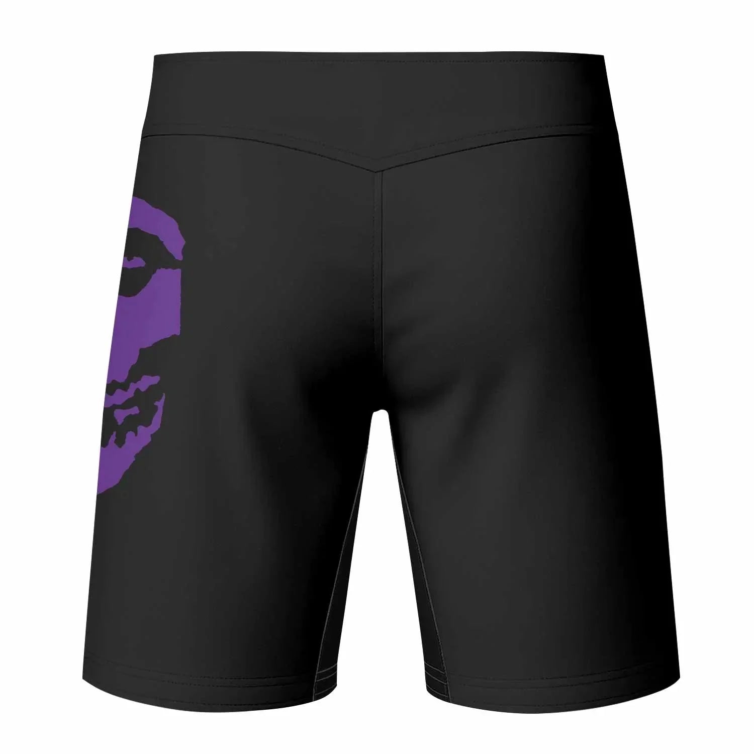 Skull Jiu-Jitsu Ranked - Purple Fight Shorts - back view mockup