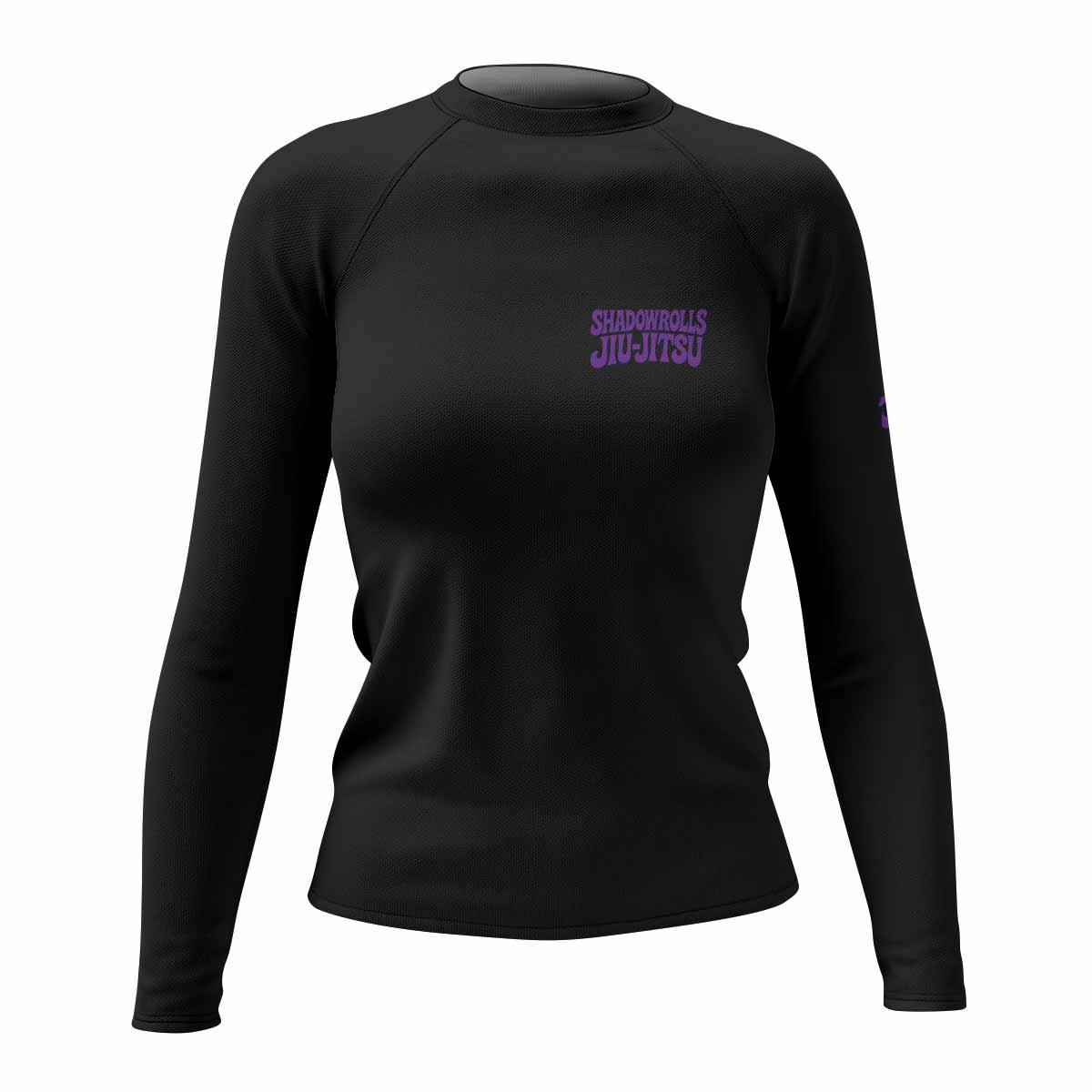 Skull Jiu-Jitsu Ranked - Purple Women's Rash Guard Long Sleeve - front view mockup