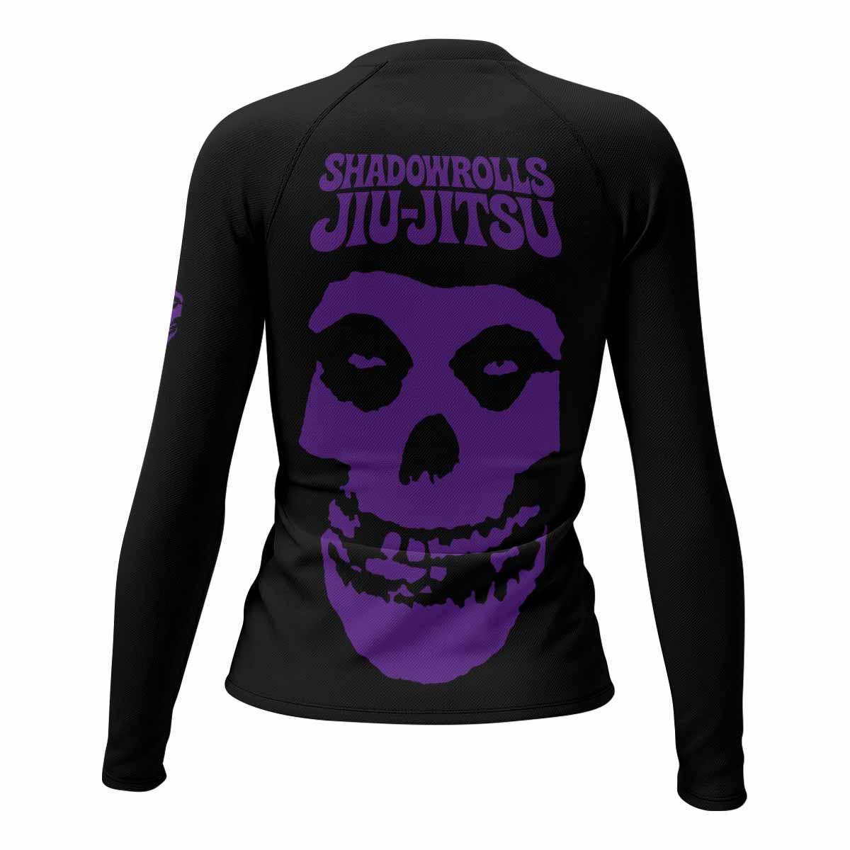Skull Jiu-Jitsu Ranked - Purple Women's Rash Guard Long Sleeve - back view mockup
