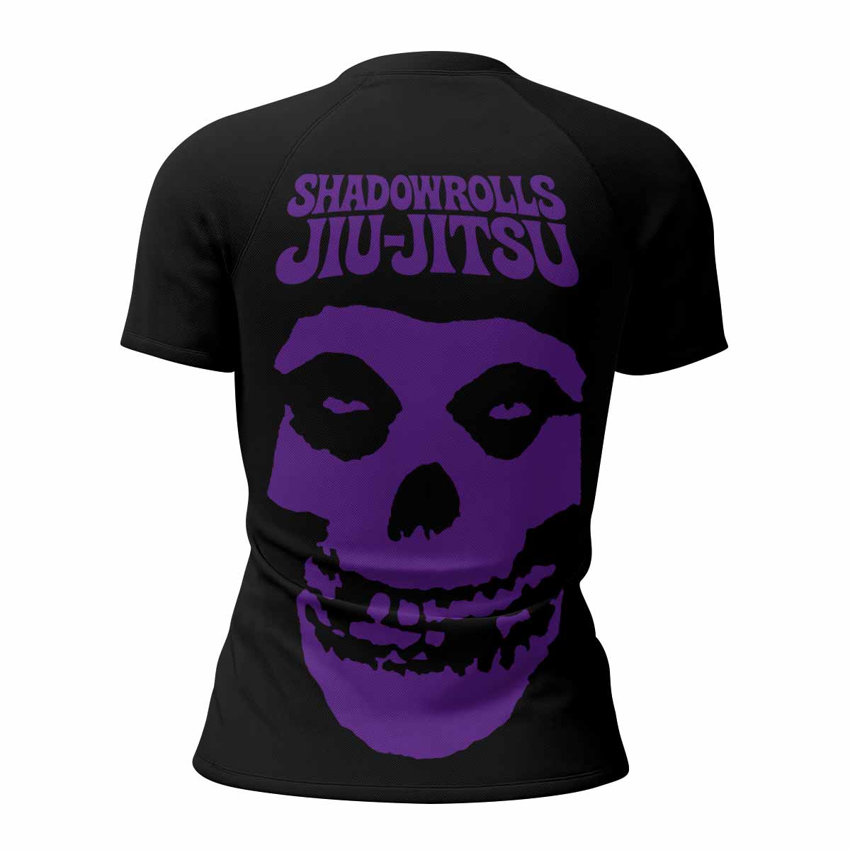 Skull Jiu-Jitsu Ranked - Purple Women's Rash Guard Short Sleeve - back view mockup