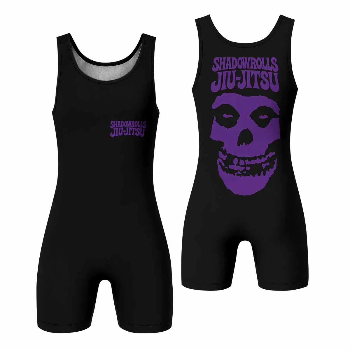 Skull Jiu-Jitsu Ranked - Purple Wrestling Singlet - front and back view