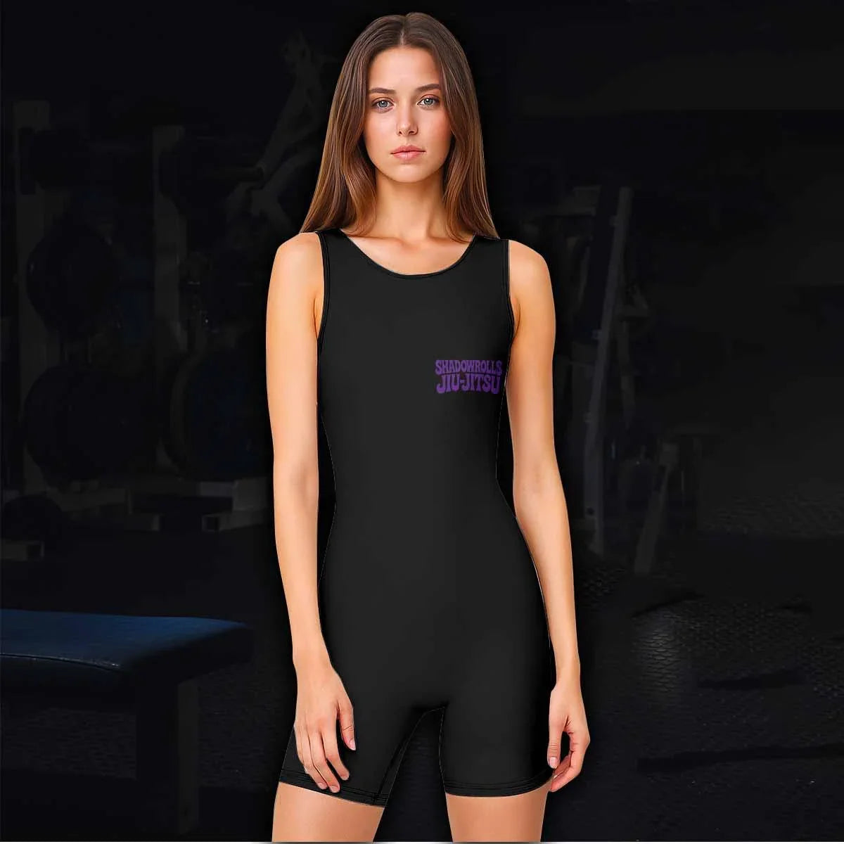 Skull Jiu-Jitsu Ranked - Purple Wrestling Singlet - women's lifestyle view