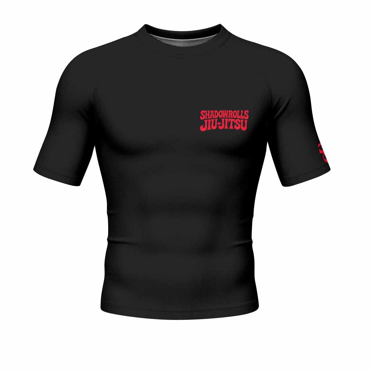 Skull Jiu-Jitsu Ranked - Red Men's Rash Guard Short Sleeve - front view mockup