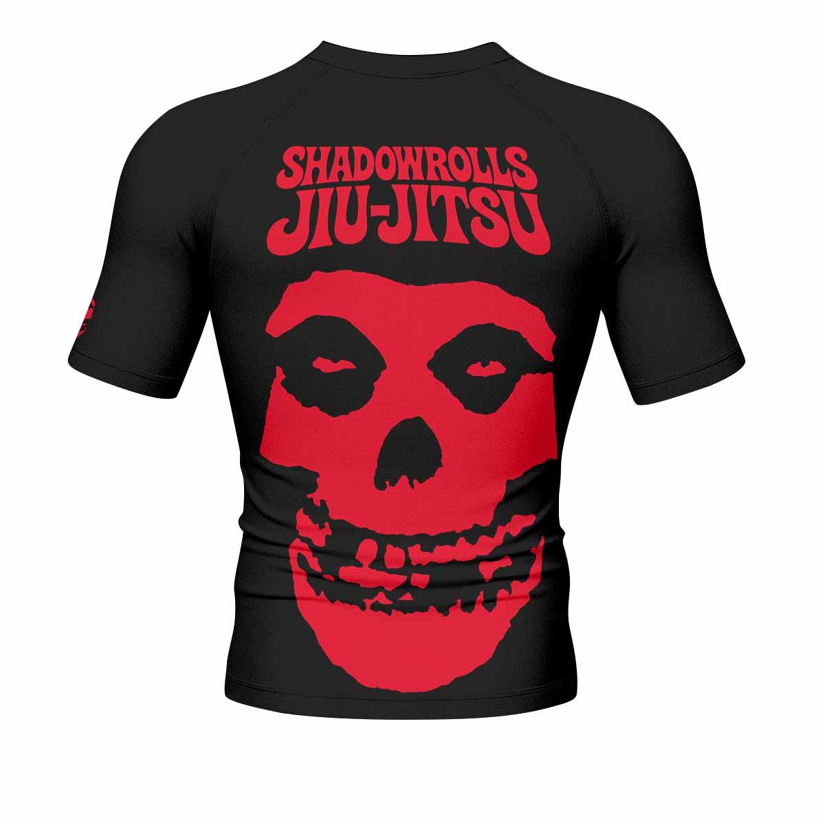 Skull Jiu-Jitsu Ranked - Red Men's Rash Guard Short Sleeve - back view mockup