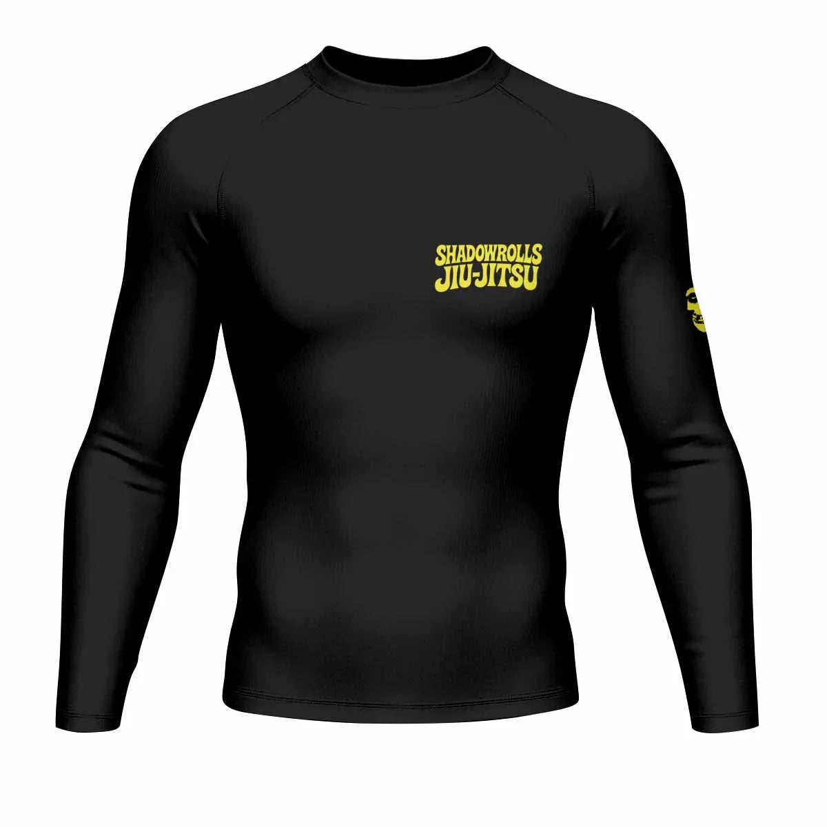 Skull Jiu-Jitsu Ranked - Yellow Men's Rash Guard Long Sleeve - front view mockup