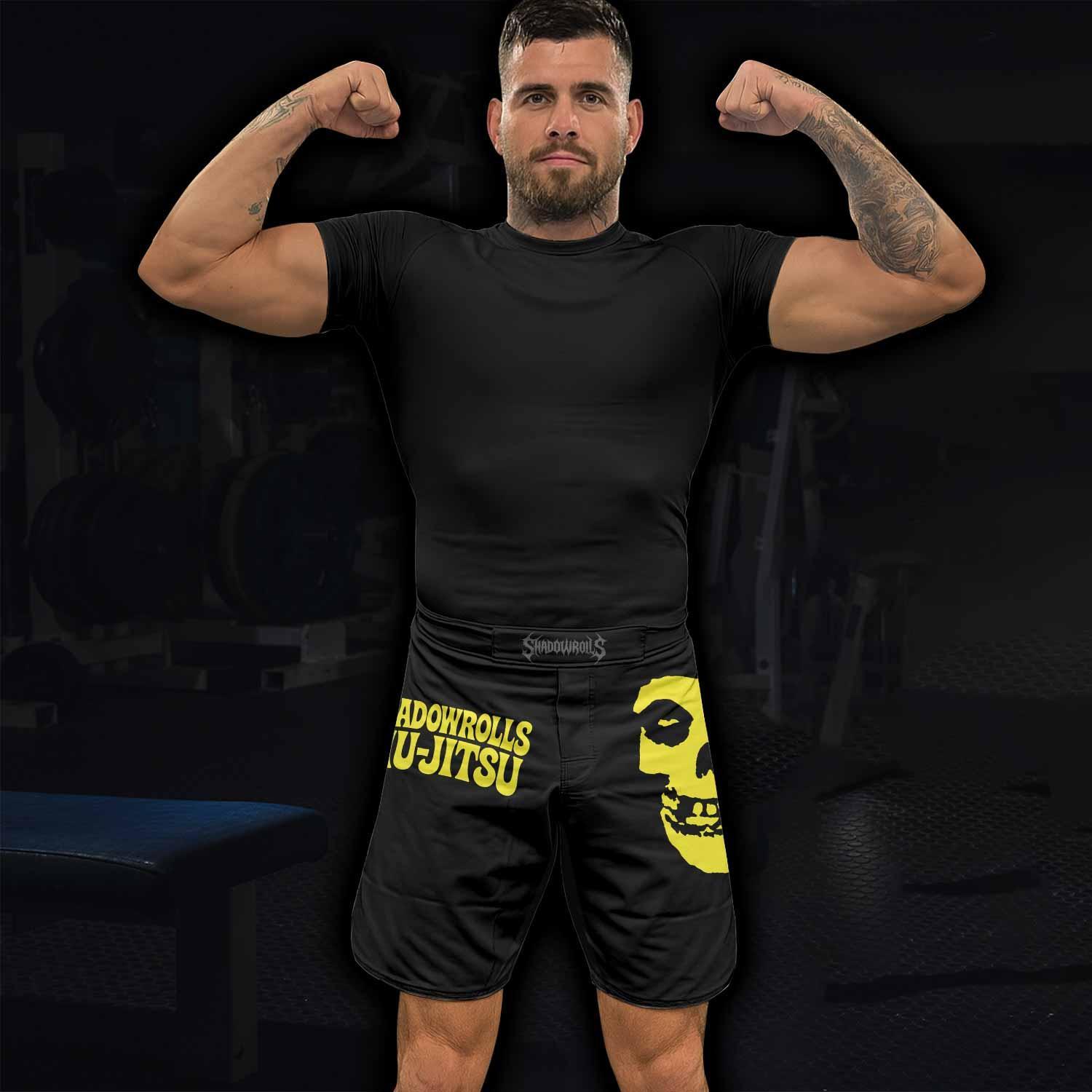 Skull Jiu-Jitsu Ranked - Yellow Fight Shorts - lifestyle view