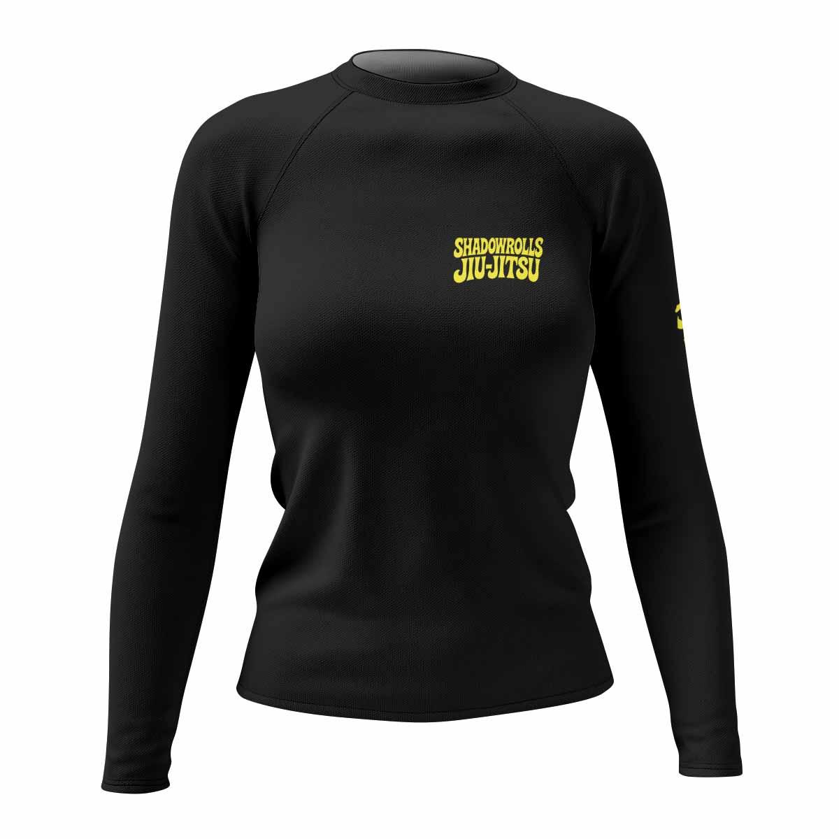 Skull Jiu-Jitsu Ranked - Yellow Women's Rash Guard Long Sleeve - front view mockup