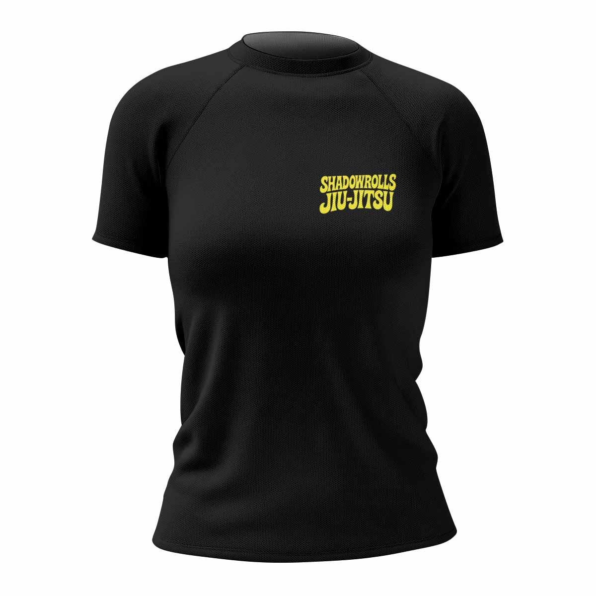 Skull Jiu-Jitsu Ranked - Yellow Women's Rash Guard Short Sleeve - front view mockup