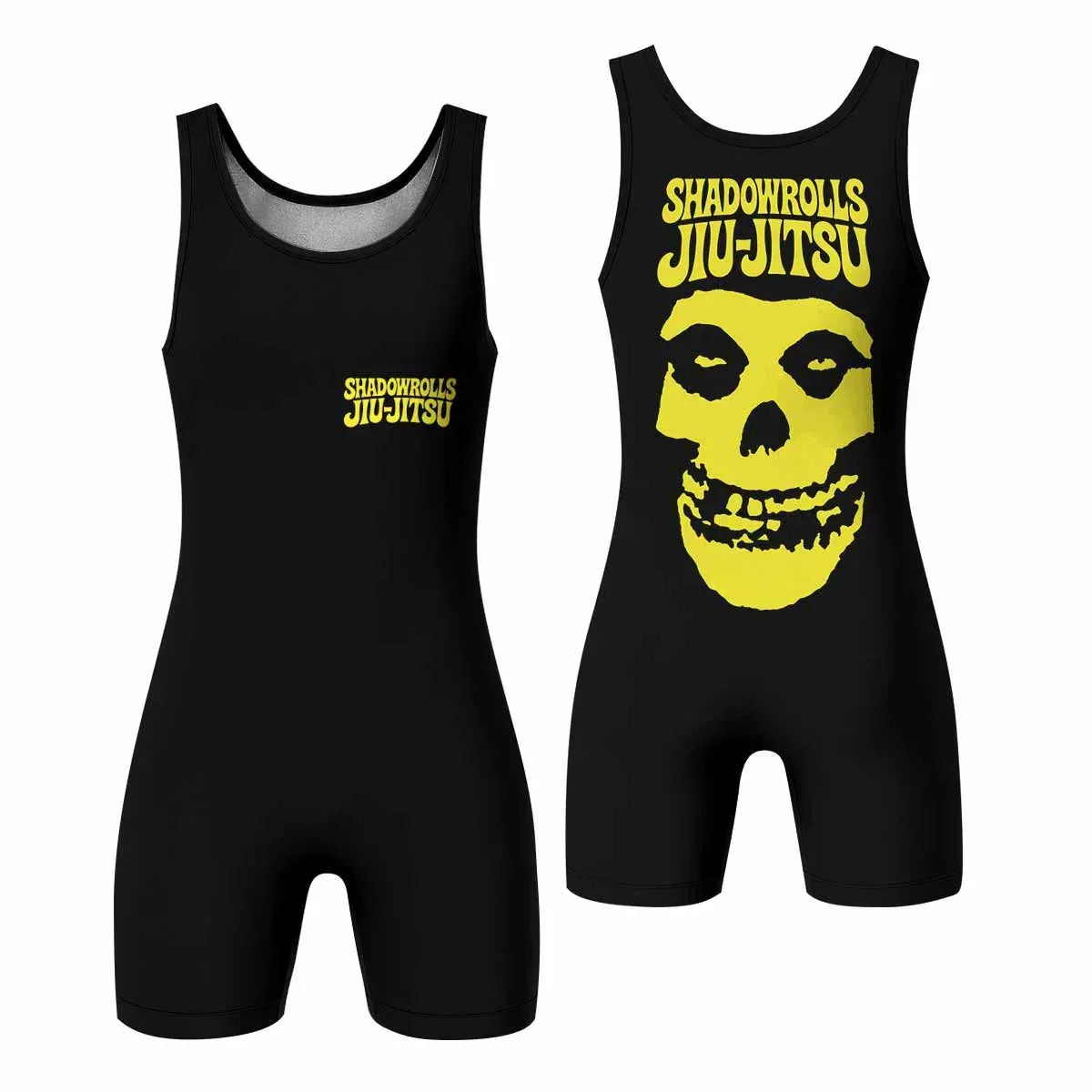 Skull Jiu-Jitsu Ranked - Yellow Wrestling Singlet - front and back view